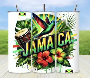 Jamaica Tumbler 20 oz - Colorful Floral Design with Traditional Colors & 2025 Theme - Ideal for Beverages - Versatile Drinkware