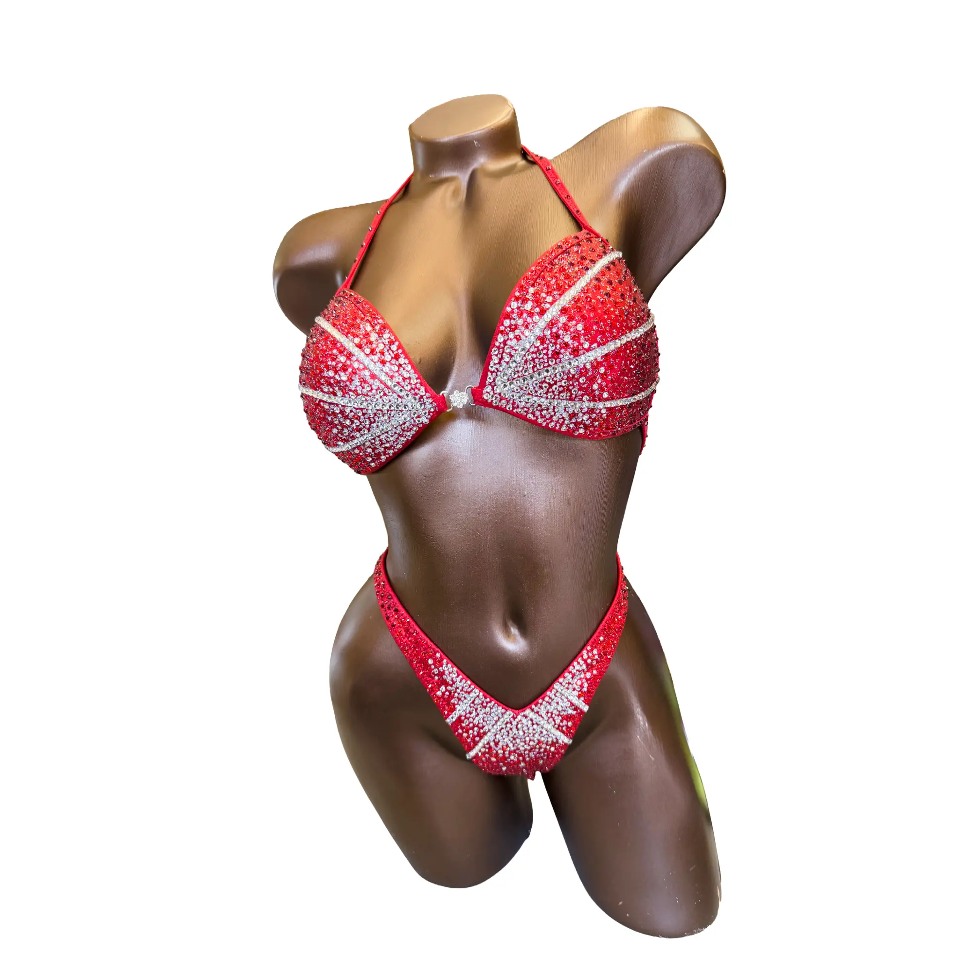Red Metallic Figure Competition Suit | Top 34C / Bottom XS-S | Ready to Ship