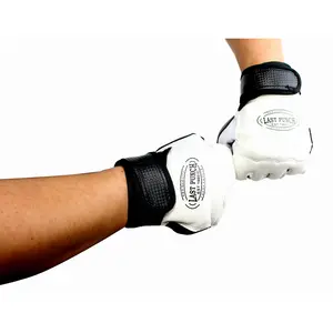Pro Style Artificial Leather Fingerless Boxing Fighting MMA Training Gloves Black/White
