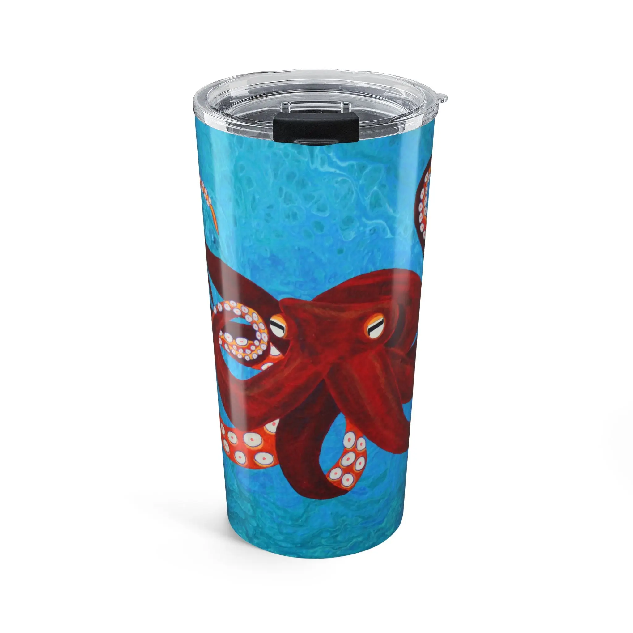 20oz Glossy Stainless Steel Octopus Ocean Tumbler - Lightweight, Portable Kitchenware Drinkware, Bold Coastal Design, Secure Lid, Leak-Free Anti-Leak Vacuum Flask, Leak-Free Vacuum Flasks