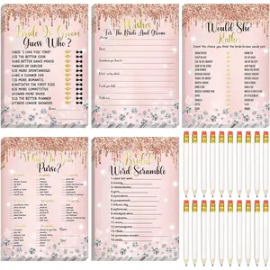145 count  and Rose  Bridal Shower  Bridal Shower  Supplies Including Wedding Cards and 20 count Pencils for Bride and Groom Supplies Bachelorette Wedding Party Favors