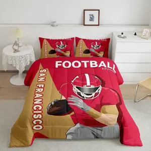 Football Bedding Set,San Francisco Comforter Set,Football Player Football City Comforter,Rugby Sports Gifts for Football Fans Duvet Set