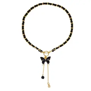 Ladies' Black Pendant Necklace, Bohemian Elegant Style, Necklace with Tassel Pendant, Collarbone Chain Jewelry summerwins,summerwins