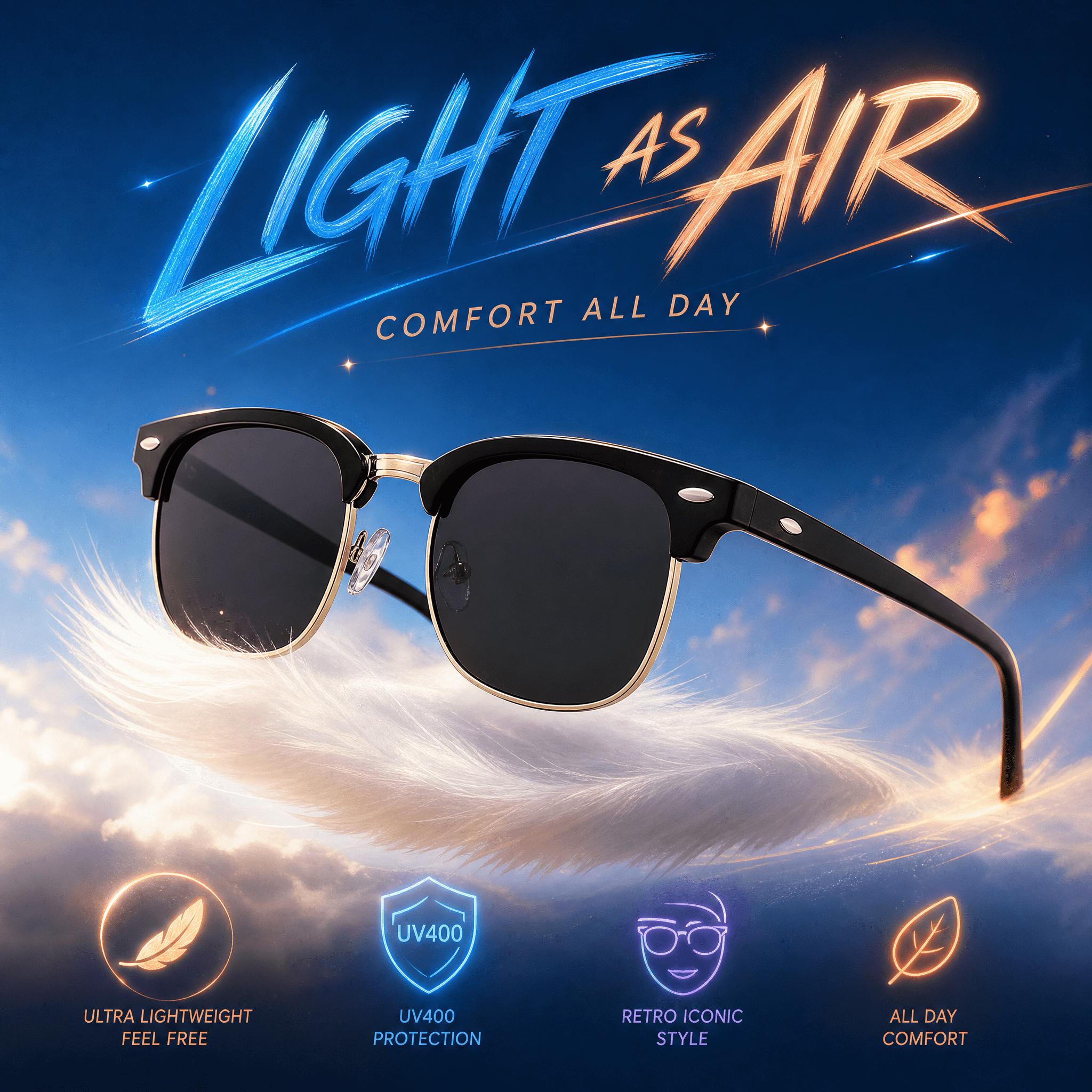 Iconic Clubmaster Sunglasses UV400 Certified, Lightweight,Universal Fit for All Face Shapes, Multiple Lens Options