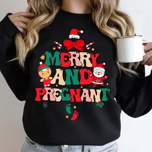 Merry and Pregnant Shirt, Funny Pregnancy Reveal Sweatshirt, Baby Reveal Shirts, Christmas Pregnancy Announcement Shirt, Christmas Pregnant