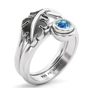 Or Paz Leaf Design Gemstone Ring