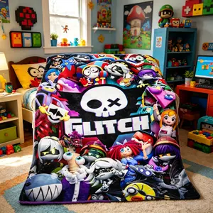 The Amazing Digital Circus Themed Flannel Blanket, Cartoon Pattern Blanket, Warm Cozy Blankets for Sofa Chairs Bed Office Home, Perfect for Cartoon Fans