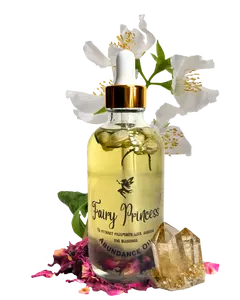 Fairy Princess Abundance Oil - Citrine Crystal Dust Jasmine & Rose Infused Body Oil for Soft Glowing Skin & Abundance Energy