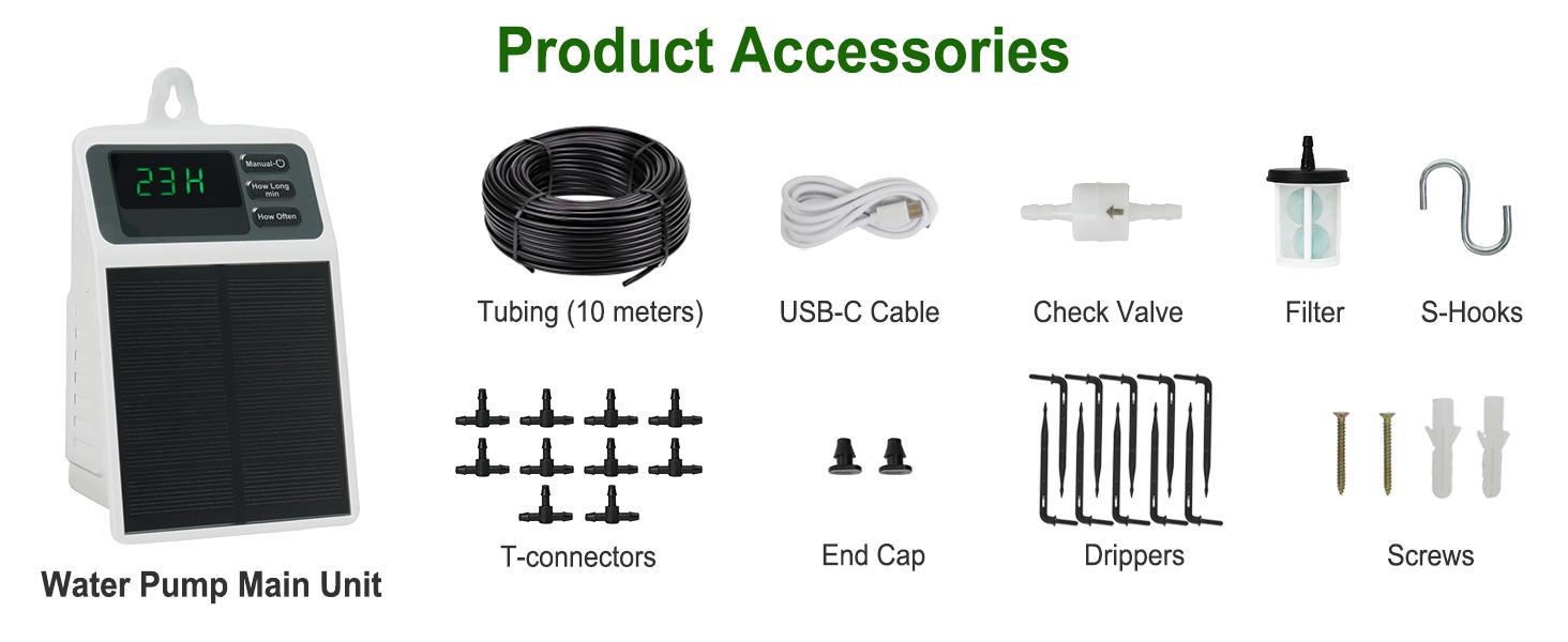 Solar Automatic Drip Irrigation System Kit Anti-Siphoning For 10 Potted Plants DIY Automatic Timing Watering for 15 Days Waterproof with Digital Display Auto Plant Waterer Outdoor Indoor Balcony Patio
