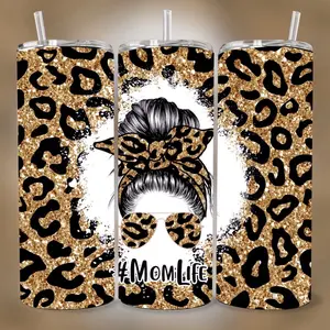 Mom Life Animal Print  20 oz Tumbler - BPA Free, stainless steel, Leak proof, durable, with clear lid