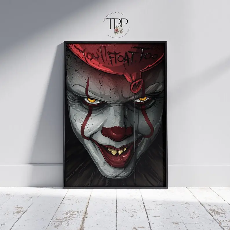 Pennywise Movie Poster, Stephen King Wall Art, Unique Home Cinema Decor, Fine Art Print, Gift for Movie Lovers
