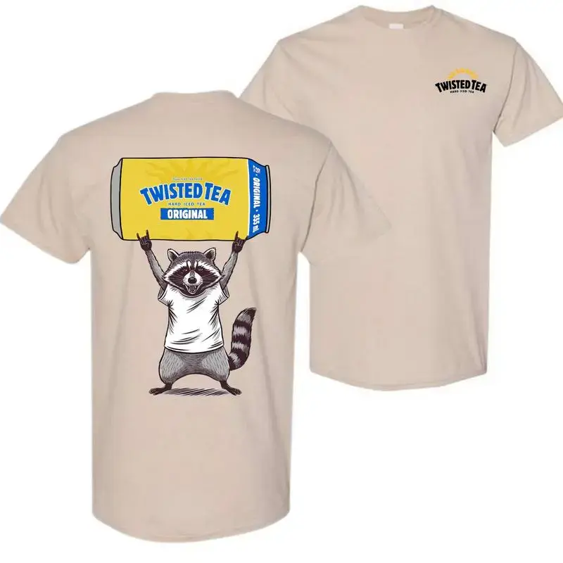 2-Sided Cotton Short-Sleeve Classic Casual Round Neck Raccoon & Twisted Tea T-Shirt, Men's Top, Unisex Apparel - KitchenEra