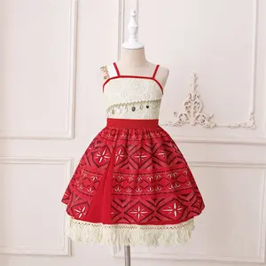 Red Embroidered Cartoon Cosplay Costume Fancy Carnival Kids Clothes Performance Princess Theme Party Holiday Girls Ball Gown Children Cocktail Dress 1-8Y