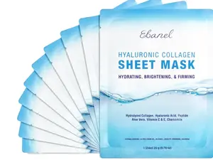 Ebanel 10 Pack Collagen Face Mask with Hyaluronic Acid, Vitamin C, Peptide, Aloe, Instant Brightening Hydrating Face Masks Skincare Korean Sheet Mask, Skin Firming, Lifting Anti Aging Facial Masks