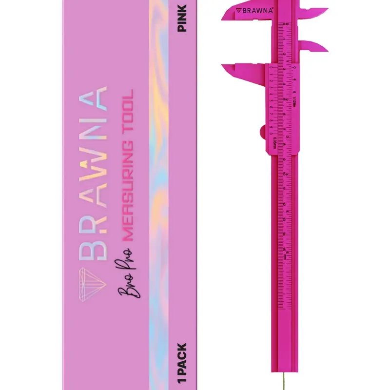 BRAWNA Brow Pro Measuring Tool - Double Scale Pink Caliper -  Mapping - PMU, Microblading Supplies - Assorted refectocil eyebrow lamination