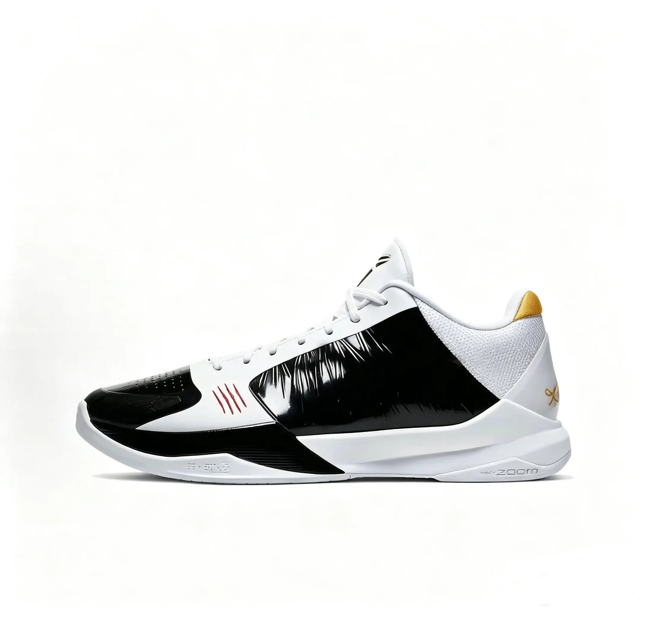 Classic black and white men's low-top basketball shoes, retro 5th generation, comfortable and shock-absorbing training shoes