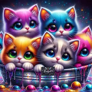 Colorful Cat Pattern DIY Diamond Arts Colorful Painting Kit without Frame, DIY 5D Diamond Arts Colorful Painting Kit, Wall Art Decor for Home