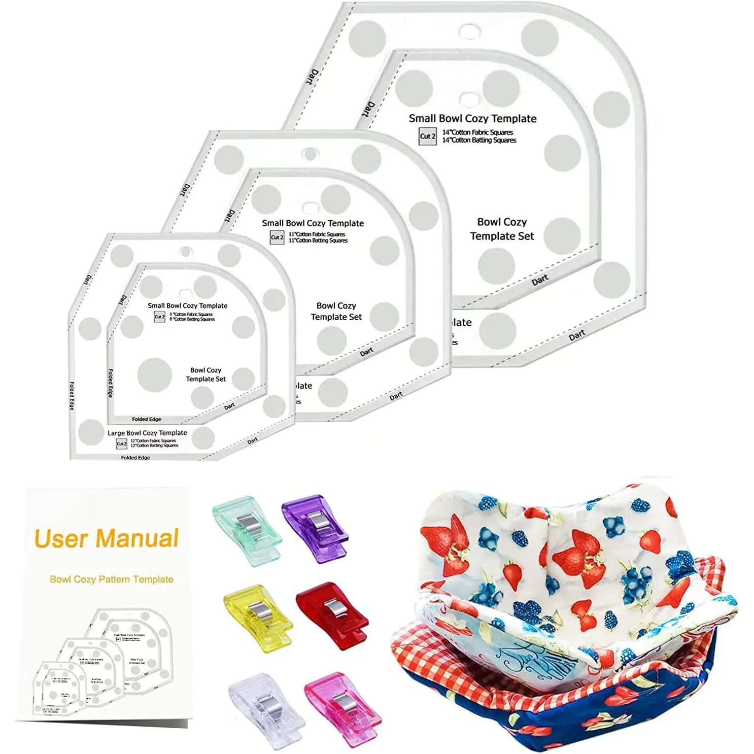 Bowl Cozy Template 3 Sizes, Sewing Patterns Quilting Templates, Quilting Rulers and Templates, Bowl Cozy  for DIY Art Crafttemplate