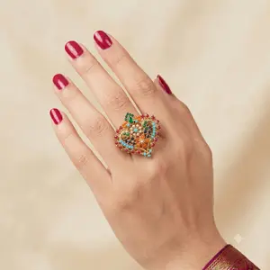 Nauratan Premium Gold-Plated Adjustable Rings, Fashion Jewelry Accessory for Women