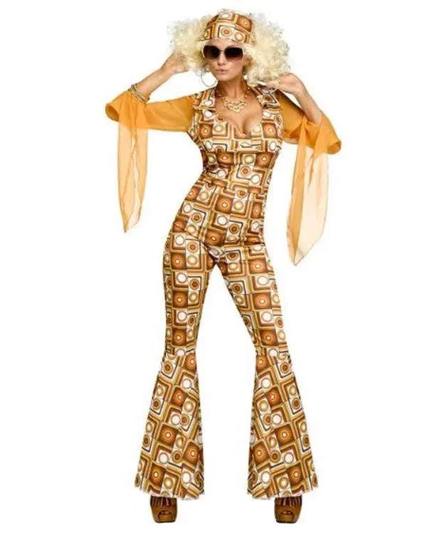 Gold Geo Disco Diva Jumpsuit - 70's - Costume - Women - 2 Sizes