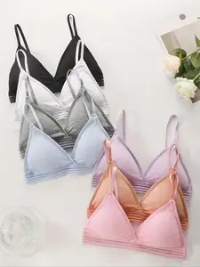 Women's Wireless Fit Bras Set, 7-Piece Comfortable No Underwire Design, Thin Strap Simple Style, Perfect for Daily Wear & Casual