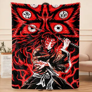 Kokushibou  flannel blanket, exclusive gift for home, office, camping travel, personalized pattern design, modern style, soft texture