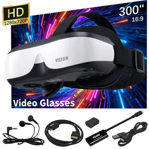 H3 Video Glasses, Personal Mobile Movie Cinema with HDMI Input, Built in Battery, Dual Independent Screens, Myopia Adjustable 0-5D, Head Mounted Display for Gaming/Movie Compatible with Switch, PS5, iPhone, PC, TV Stick