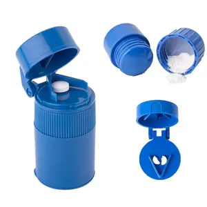 3 in 1 Portable Mini Pill Crusher, Dispenser & Storage Box, Vitamin Organizer, Supplement Organizer, 1 Count Multifunctional Pill Crusher, Pill Storage Box for Home & Travel