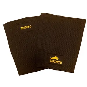 Compression Knee Sleeves for Weightlifting & Squats | SPINTO Dual-Ply Heavy-Duty Gym Support | Pain Relief, Stability & Durable Knee Brace | Brown Pair