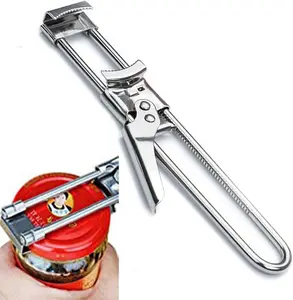 Jar & Bottle Opener, Adjustable Multifunctional Stainless Steel Can Opener Jar Lid Gripper, Manual, Kitchen Accessories