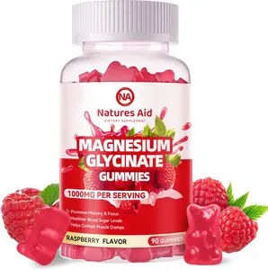 Magnesium Glycinate Gummies 1000mg - Sugar Free Magnesium Potassium Supplement with Vitamin D, B6, CoQ10 for Calm Mood & Sleep Support - 90 Raspberry Gummies.