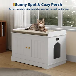 Cat Litter Box Enclosure Furniture: Hidden Dog Proof Cabinet, Modern End Table & Cat House