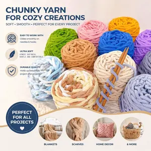 2-Pack Ultra-Soft Chunky Chenille Yarn – Cozy DIY Knitting & Crochet for Scarves, Hats, Blankets | Multiple Colors Available