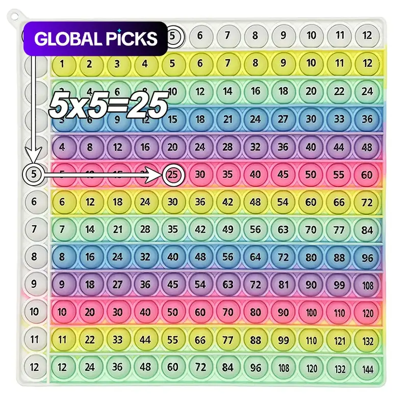 【Black Friday】Multiplication Practice Math Game, 12 × 12 Times Table Push-Bubble Learning Toy, Educational Teaching Aid and Math Learning Tool for Kids #GLOBAL PICKS