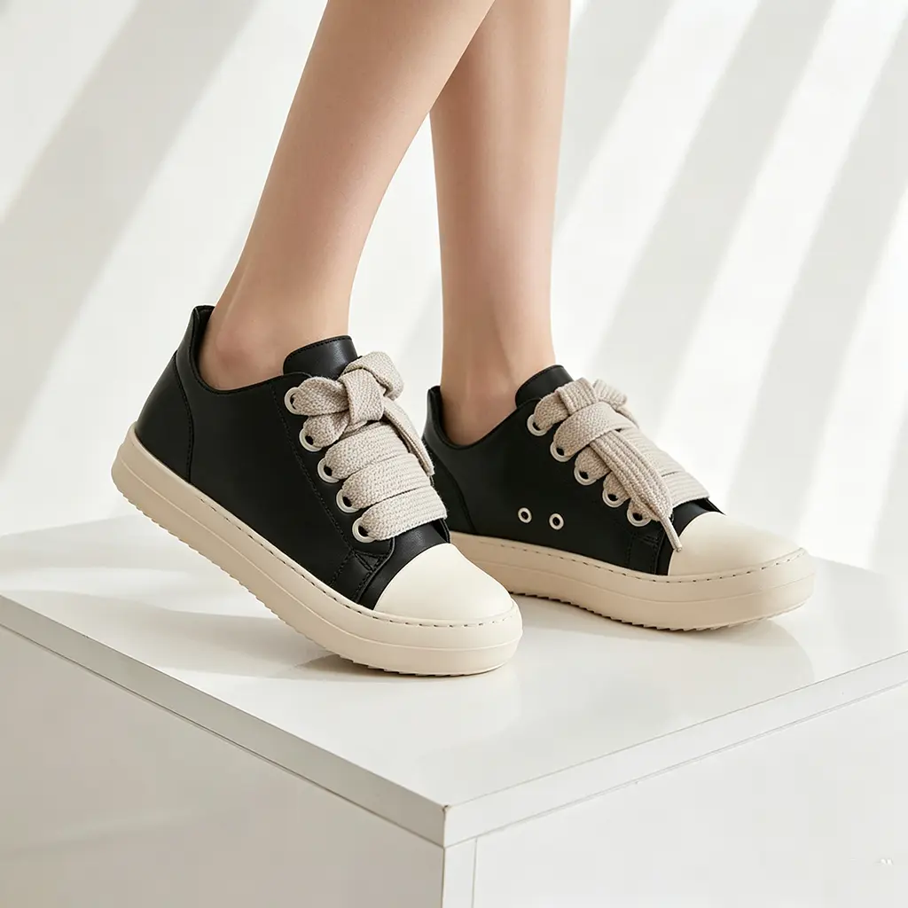 Men's Thick Shoelaces, Round Toe Casual Shoes, Niche Retro Thick Soled Sports Shoes