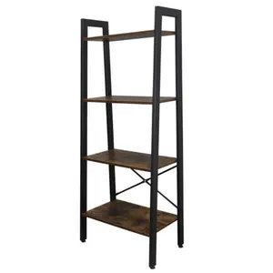 New Choice Deal Ladder Shelf 4 Tier Rustic Bookshelf Indoor Plant Stand Storage Leaning Bookcase