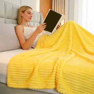 High-Quality Striped Flannel Blanket, Multiple Colors Available, Luxurious Soft Comfortable, Perfect for Sofa Bedding, Warm Breathable, Throw Blankets
