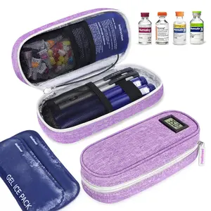 Insulin Cooler Travel Case TSA Approved with Temperature Display – Diabetic Medication Travel Case with 2 × 90g Ice Packs For insulin pens and other daily diabetes care and travel essentials; travel accessories.