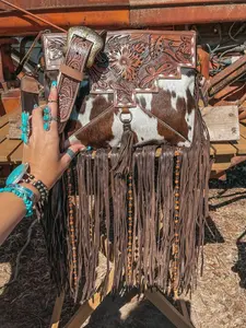 Haute Southern Hyde The Lancaster Purse Tooled Leather and Cowhide