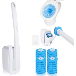 Disposable Toilet Brush and Holder Set with 24 Refills Toilet Cleaner ToiletCleaning Wand Starter Kit Wall Mounted ToiletBowl Cleaner Brush ToiletScrub Brushes for Bathroom Cleaning Supplies