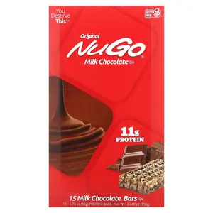 NuGo Nutrition Original Bar, Milk Chocolate, 15 Bars, 1.76 oz (50 g) Each