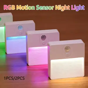 LED Motion Sensor Night Light, Adjustable 5 Colors Rechargeable Magnetic Wall Lamp, Dimmable, Ideal for Bathroom, Hallway, Bedroom, Kitchen, Stairs