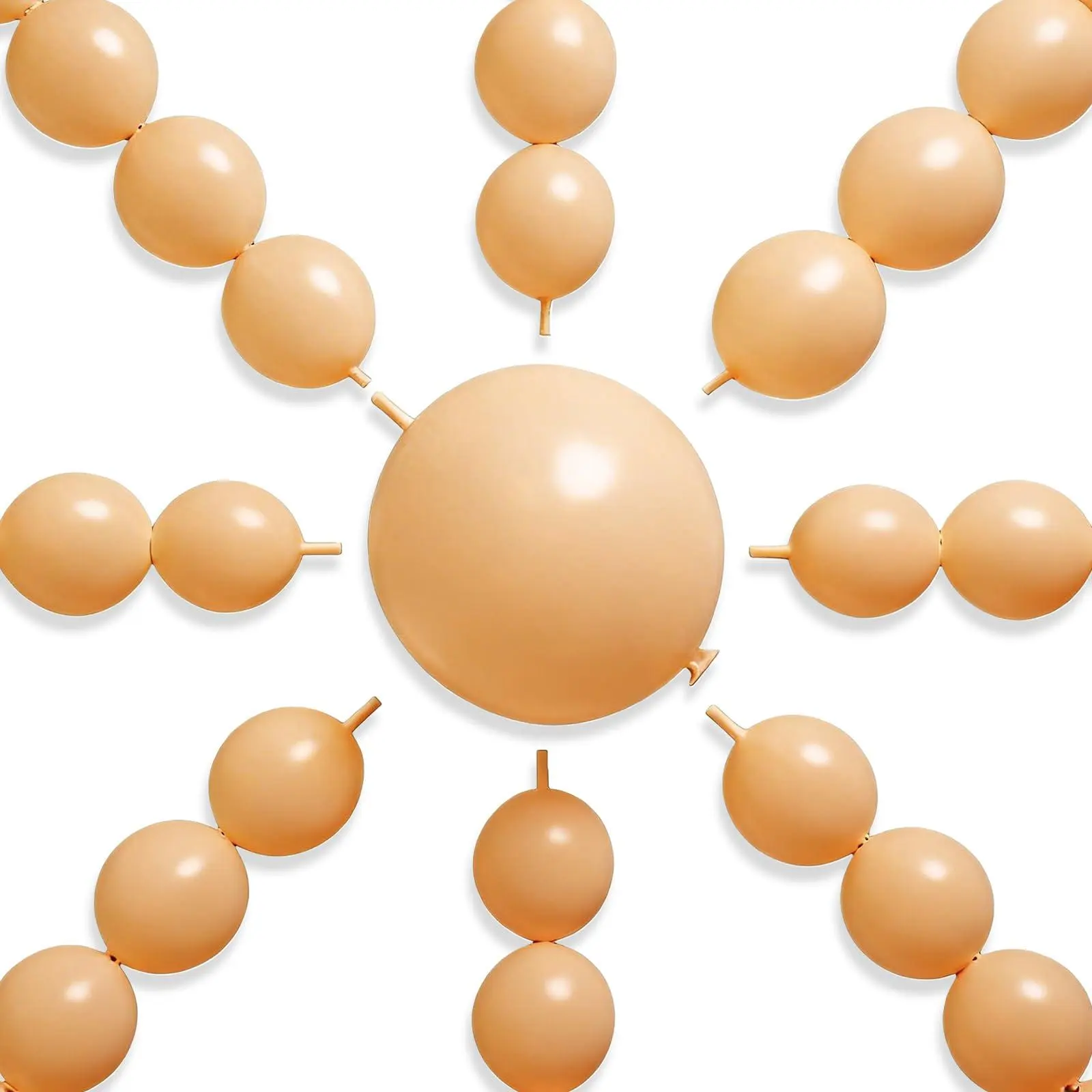 PartyWoo 100pcs 12-Inch Nude Latex Linking Balloon Set, Apricot Peach Beige Tan Link Balloons for Wedding, Graduation, Boy Baby Shower Decorations Brown-W17, Latex Balloons