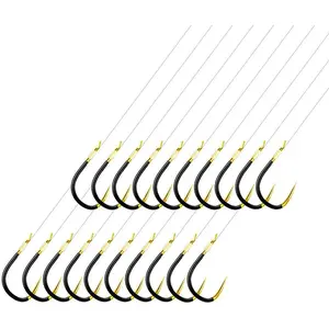 Small Barbless Fishing Hook with Line,  Fish Hooks and Leader (Pack of 20)