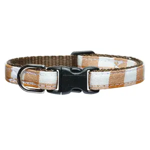 Cat Collar - "The All Checked Out" -  Breakaway / Acorn Brown, White, Plaid /  Fall, Autumn / Cat + Kitten