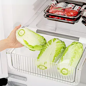 Expandable Refrigerator Organizer Drawer, Stackable Fridge Storage Basket, Space-Saving Kitchen Container, Fits All Fridges, Refrigerator Accessories