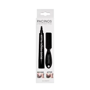 Pacinos Beard Pencil Filler with Brush for Patchy Beards, Mustache & Eyebrows with 4 Micro-Tips, Long Lasting Coverage & Natural Finish