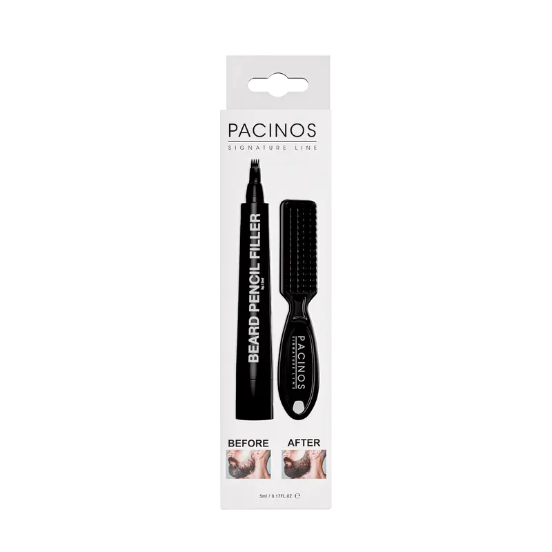 Pacinos Signature Line 5ml Beard Pencil Filler - 1 Pencil with Brush, 4 Micro-Tips, Waterproof, Anti-Fade, Moisture Resistant, Natural Matte Finish, Gentle on Skin, Salon-Level Precision, Beard Styling, Works on Mustaches & Brows, CI 77492, Everyday Use