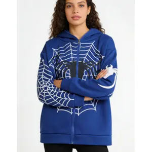 Women’s Spider Web Zip-Up Hoodie | Graphic Streetwear Sweatshirt | Spider Web Hoodie for Women | Edgy Zip-Up Sweatshirt Y2K Spider Web Zip Hoodie | Women’s Streetwear Jacket Women’s Fall Zip Hoodie | Spider Graphic Sweatshirt Polyester Womenswear  Tops