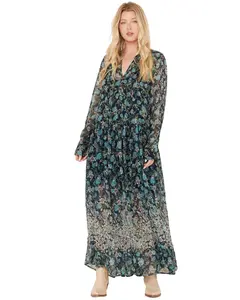 Free People Women's See It Through Floral Long Sleeve Maxi Dress - Ob1675675-Blu